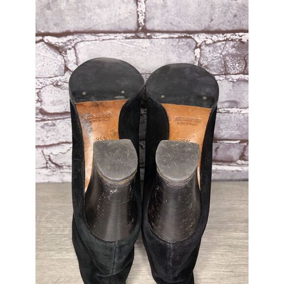 Jil Sander Black Suede Leather Pull On Heel Booties Boots Women Sz 35.5EU/5M US - Picture 7 of 16